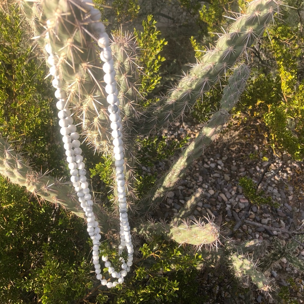 Polished Howlite Hand-Knotted Beaded Necklace - Picture 11 of 13